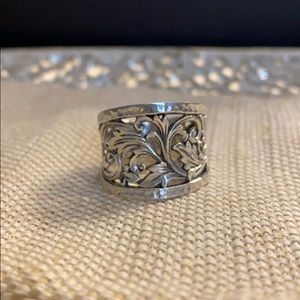 Sterling Silver Hammered Leaf Ring